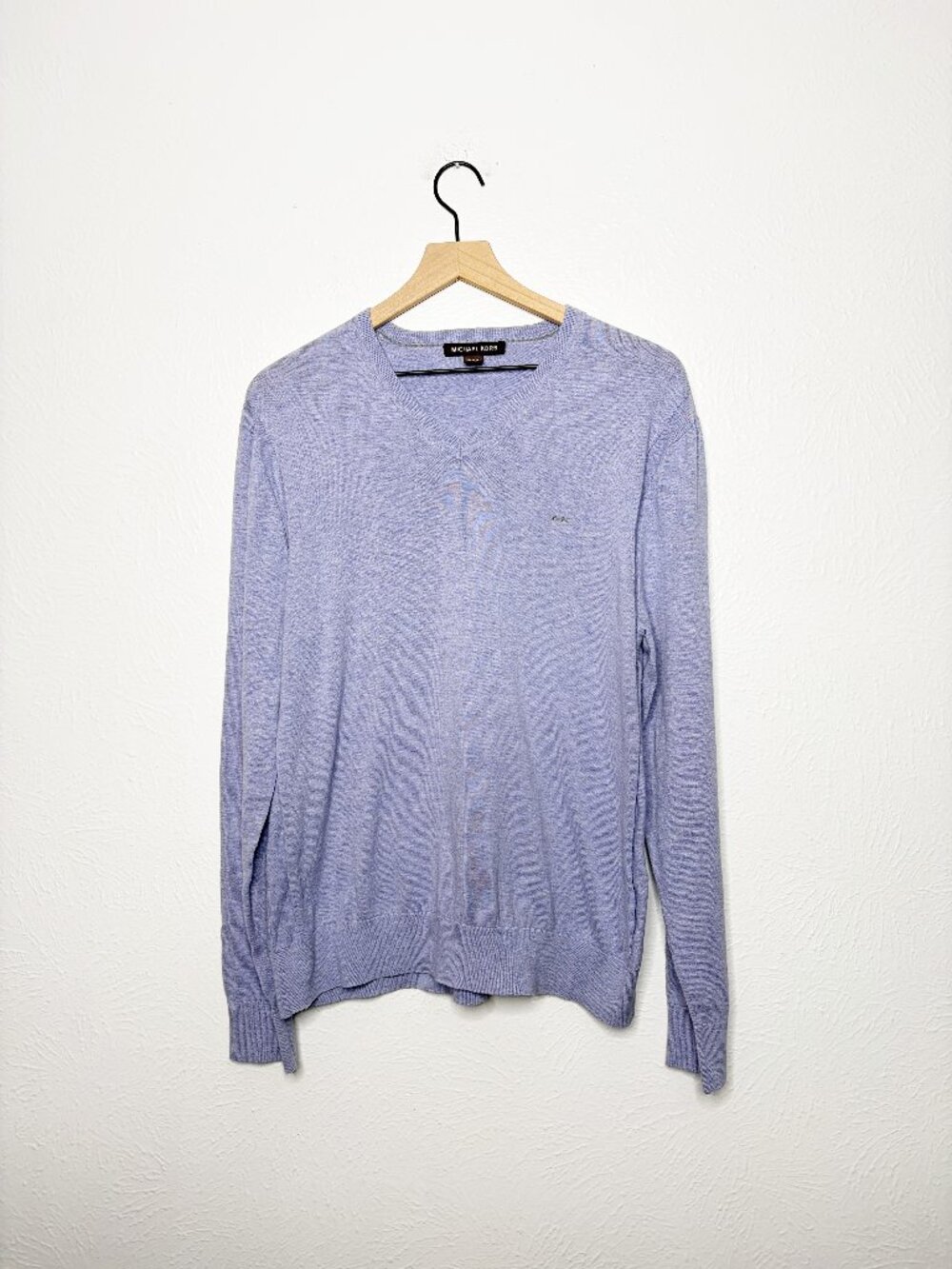 Michael Kors 100% Cotton Blue V-Neck Sweater Men's Size L